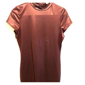 Red faux leather dress